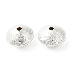 Brass Textured Beads, Cadmium Free & Lead Free, Rondelle, Long-Lasting Plated, Matte Silver Color, 12x7.5mm, Hole: 1.8mm