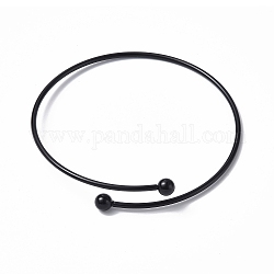 Bracciale rigido regolabile con 304 filo di acciaio inossidabile, con sfera inamovibile, elettroforesi nera, diametro interno: 2-3/4 pollice (7.1 cm)