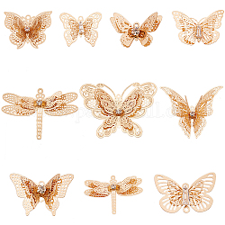 Sunnyclue 1 caja 20 piezas 10 estilos encantos de mariposa 3d encanto de mariposa filigrana de oro insecto encanto a granel mariposas huecas encantos para hacer joyas encantos diy pendientes pulsera collar artesanía mujeres