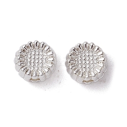 Alloy Spacer Beads, Long-Lasting Plated, Sunflower, Silver, 5x3mm, Hole: 1mm
