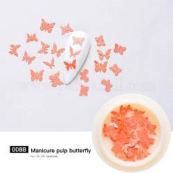 Paper Cabochons, Nail Art Decorations, Lifelike Butterfly, Light Coral, 3~5x4~7x0.1mm, about 50pcs/box