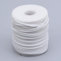 Corde en caoutchouc synthétique solide tubulaire de PVC, sans trou, enroulé aurond de plastique blanc bobine, blanc, 2mm, environ 32.8 yards (30 m)/rouleau
