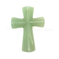 Pendenti avventurina verde naturale, ciondoli croce religione, 45x33mm
