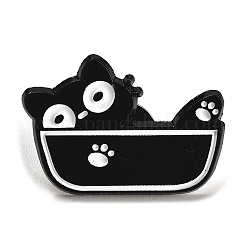 Cartoon Cat Enamel Pin, Alloy Brooch for Backpack Clothes, Black, 28x20x1.5mm
