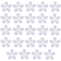 BENECREAT ABS Plastic Beads, Flower, White, 14x3mm, Hole: 2mm, 24pcs/box