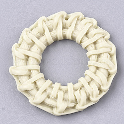 Ciondoli di resina, modello in rattan intrecciato, anello, cornsilk, 35x4.5mm, Foro: 1.8 mm