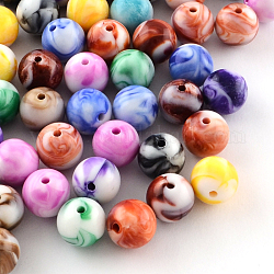 Perles acryliques opaques, ronde, couleur mixte, 8mm, Trou: 1.5mm