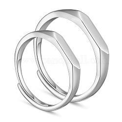 Shegrace 925 anello regolabile in argento sterling placcato rodio, platino, formato 10, 20.8mm, formato 8, 18mm