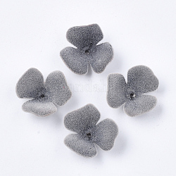 Tappi di perle acriliche floccate, 3 -petal, fiore, grigio chiaro, 22x23x8mm, Foro: 1 mm