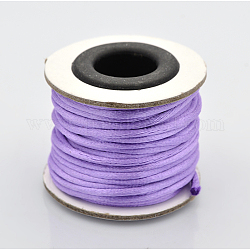 Cola de rata macrame nudo chino haciendo cuerdas redondas hilos de nylon trenzado hilos, púrpura medio, 2mm, alrededor de 10.93 yarda (10 m) / rollo