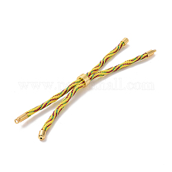 Bracelets argentés en corde de nylon, pour la fabrication de bracelets à breloques connecteurs, avec placage de crémaillère en laiton doré, Plaqué longue durée, sans cadmium et sans plomb, jaune, 8-5/8~9 pouce (22~22.8 cm), 0.3 cm, Trou: 2.6mm