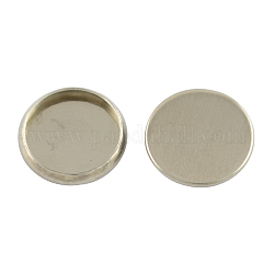 Flache runde Lünettenschalen aus Edelstahl mit glattem Rand, Fassungen für Cabochon, Edelstahl Farbe, 304 mm