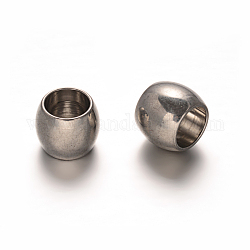 Barrel 201 Stainless Steel Beads, Large Hole Beads, Stainless Steel Color, 12x9mm, Hole: 7mm