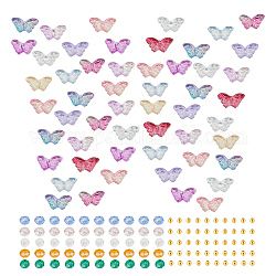 Nbeads DIY Beads Jewelry Making Finding Kit, Including Butterfly & Rondelle Glass & Iron Spacer Beads, Mixed Color, 2~8x2~15x2~5mm, Hole: 0.4~1mm, 700Pcs/box
