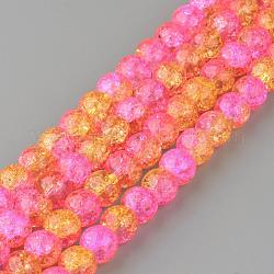 Crackle sintetico perle di quarzo fili, stile a due toni, tondo, tinto, colorato, 8mm, Foro: 1 mm,circa50pcs/filo, 15.7 pollice