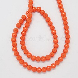 Painted Glass Round Beads Strands, Tomato, 4mm, Hole: 1mm, about 200pcs/strand