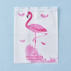 Plastic Bags, with Words & Flamingo Pattern Printed, Pastry Candy Bags for Cookie, Wedding Party, Gift Giving, Pink, 9.2x6.9x0.02cm