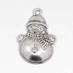 Tibetan Style Lovely Snowman Alloy Charms, for Christmas's Day Jewelry Making, Lead Free and Cadmium Free, Antique Silver, about 17mm wide, 25mm long, 4.5mm thick, hole: 2mm