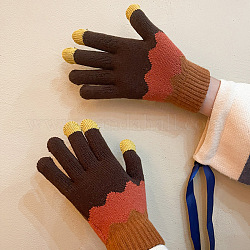 Хлопковые вязаные перчатки с полными пальцами, ветрозащитные термоперчатки, перчатки с сенсорным экраном, волновая картина, 24.7 см
