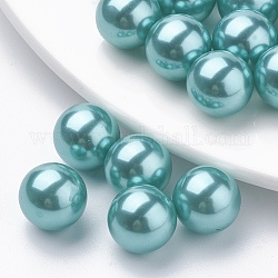 Perlas de imitación de plástico ecológicas, alto brillo, Grado A, no hay abalorios de agujero, redondo, verde mar claro, 8mm