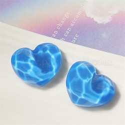 Cabochons en résine opaque, coeur avec ondulation de l'eau, Dodger bleu, 18x22mm