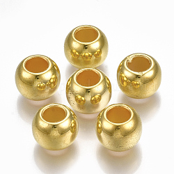 CCBプラスチックビーズ  大穴ビーズ  ロンデル  ゴールドカラー  11x9mm  穴：5.5mm  約770個/500g