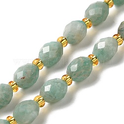 Chapelets de perles en amazonite naturelle, avec des perles de rocaille, facette, ovale, 7.5~8x6~6.5mm, Trou: 1.2mm, Environ 40~42 pcs/chapelet, 15.35~15.55'' (39~39.5 cm)