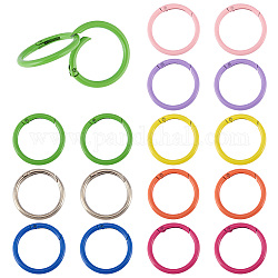 PandaHall Elite 16Pcs 8 Colors Spray Painted Alloy Spring Gate Rings, Round Ring, Mixed Color, 6 Gauge, 39.5x4mm, Inner Diameter: 31mm, 2pcs/color
