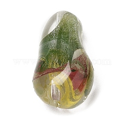 Perle di vetro trasparente, pietre preziose d'imitazione, torsione a goccia, verde oliva, 21.5~22x13x11~12mm, Foro: 1.4 mm