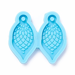 DIY Pendant Silicone Molds, for Earring Making, Resin Casting Molds, For UV Resin, Epoxy Resin Jewelry Making, Leaf, Sky Blue, 40x45x5mm, Hole: 3mm, Inner Diameter: 34x16mm