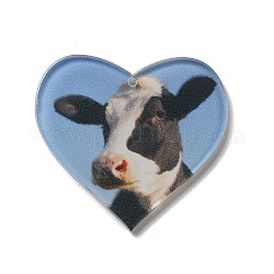 Colgantes acrílicos opacos, vaca, corazón, acero azul, 37x40x2mm, agujero: 1.6 mm