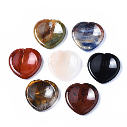 Natural  Mixed Stone Thumb Worry Stone, Pocket Palm Stones, for Healing Reiki Stress Relief, Heart Shape, 39~40x39~40x5~6mm