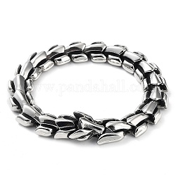 304 bracelets chaîne à maillons dragon viking en acier inoxydable pour hommes, style hip-hop de la mode, couleur inoxydable, 9-1/4 pouce (23.5 cm)