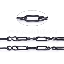 304 Stainless Steel Link Chains, Paperclip Chains, Soldered, with Spool, Electrophoresis Black, Square Link: 1.8x5x0.5mm, 8 Sharped Link: 2.1x4.6x0.5mm, about 65.61 Feet(20m)/roll