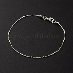 Trendy Iron Ball Bead Chains Anklets, with Zinc Alloy Lobster Claw Clasps, Silver, 230mm