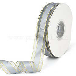 Solid Color Organza Ribbons, Golden Wired Edge Ribbon, for Party Decoration, Gift Packing, Gray, 1