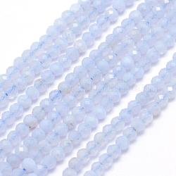 Chapelets de perles en agate avec dentelle bleue naturelle, facette, ronde, 2mm, Trou: 0.5mm, Environ 150 pcs/chapelet, 15.35 pouce (39 cm)
