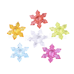 Transparent Acrylic Links, Faceted, Snowflake, for Christmas, Mixed Color, 29x7mm, Hole: 1.5mm, about 330pcs/500g