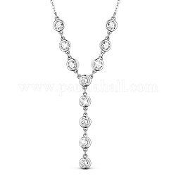 Ожерелья с подвесками Shegrace из латуни, с классом ааа кубического циркония и кабельными цепями, плоско-круглые, платина, 17.7 дюйм (45 см)