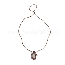 Natural Quartz Crystal Tortoise Pendant Necklace, Adjustable Braided Wax String Choker Necklace, 29.53 inch(75cm)
