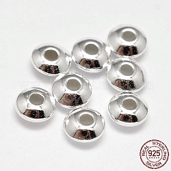 925 стерлингов серебряные шарики Spacer, блюдце бусины, серебряные, 4x2 мм, отверстие : 1.4 мм, Около 250 шт / 20 г
