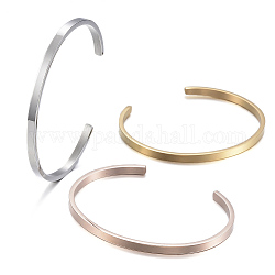Bracelets de manchette en 304 acier inoxydable, bracelets ouverts simples minimalistes, couleur mixte, diamètre intérieur: 2-1/2x2 pouce (6.1~6.5x5.1 cm)
