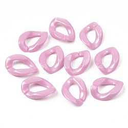 Opake Acryl Verknüpfung Ringe, Quick-Link-Anschlüsse, für Schmuck Bordsteinketten machen, Twist, Flamingo, 23x16.5x4.5 mm, Innendurchmesser: 13x6.5 mm, ca. 820 Stk. / 500 g