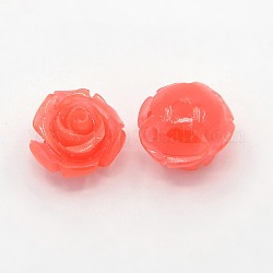 Синтетический коралл 3 г цветок розы бисер, окрашенные, помидор, 8x8 мм, отверстие : 1 мм