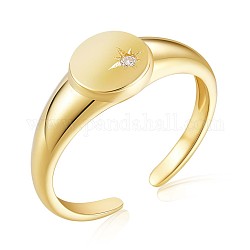 925 anello a polsino aperto con stella in argento sterling con zirconi chiari da donna, oro, misura degli stati uniti 6 1/2 (16.9mm)