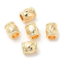 Rack Plating Brass Beads, Long-Lasting Plated, Cadmium Free & Lead Free, Barrel, Real 14K Gold Plated, 5.5x4.5mm, Hole: 4mm