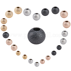 Sunnyclue 24pcs 12 style 304 perles d'espacement texturées en acier inoxydable, ronde, couleur mixte, 2 pièces / style