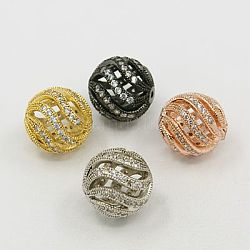Messing Zirkonia Perlen, Runde, Mischfarbe, 12 mm, Bohrung: 1 mm