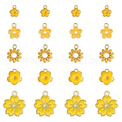 20 Stück 5 Style Legierung Emaille Anhänger, Blume, Licht Gold, golden, 10~20.5x8~17.5x1.5~3 mm, Bohrung: 1.4~2 mm, 4pcs / style
