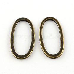 Anillos de aleación de enlace de estilo tibetano ovales, sin plomo y cadmio, Bronce antiguo, 34x15.5x1.5mm, aproximamente 632 unidades / 1000 g